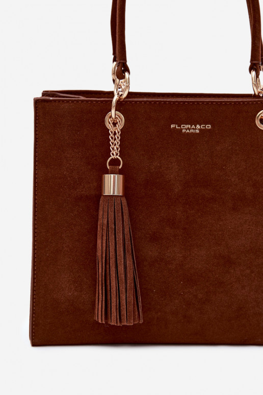 Tas in faux suede chocolade Ottilie