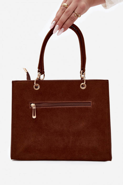 Tas in faux suede chocolade Ottilie