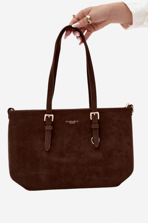 Tas in faux suede chocolade Araminta