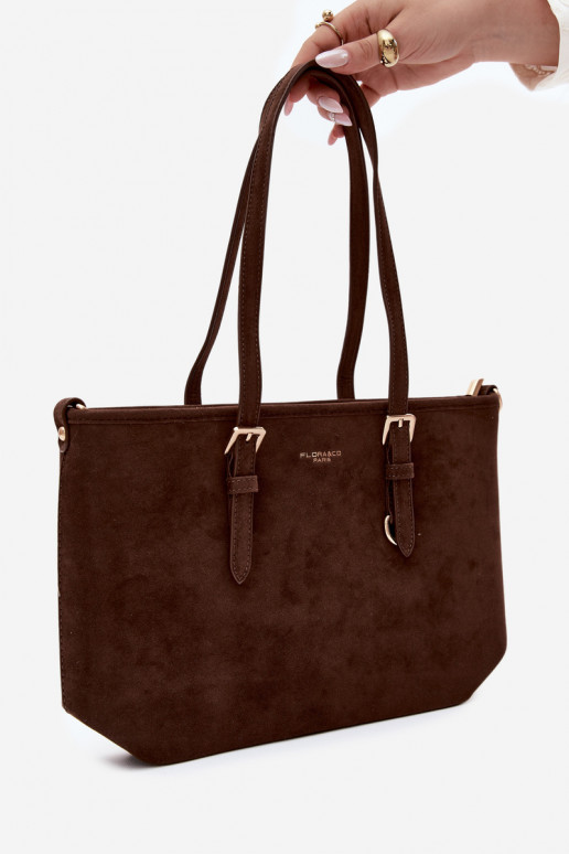 Tas in faux suede chocolade Araminta