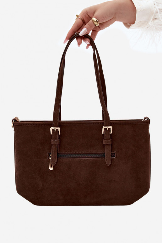 Tas in faux suede chocolade Araminta