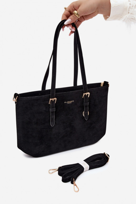 Tas in faux suede zwart Araminta