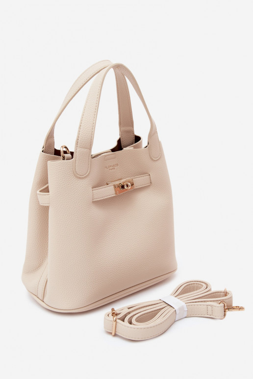 Tas met cosmetica en faux leather zand Crumble