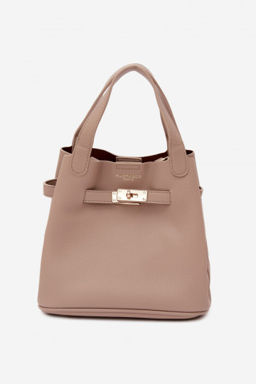 Tas met cosmetica en faux leather ivoor Crumble