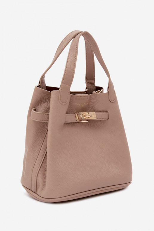 Tas met cosmetica en faux leather ivoor Crumble