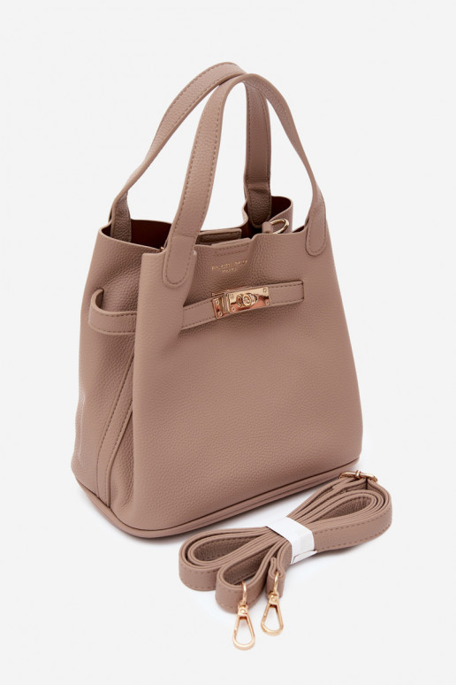 Tas met cosmetica en faux leather ivoor Crumble
