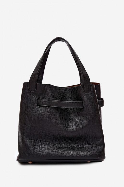 Zwarte handtas van faux leer met cosmetica pouch Crumble