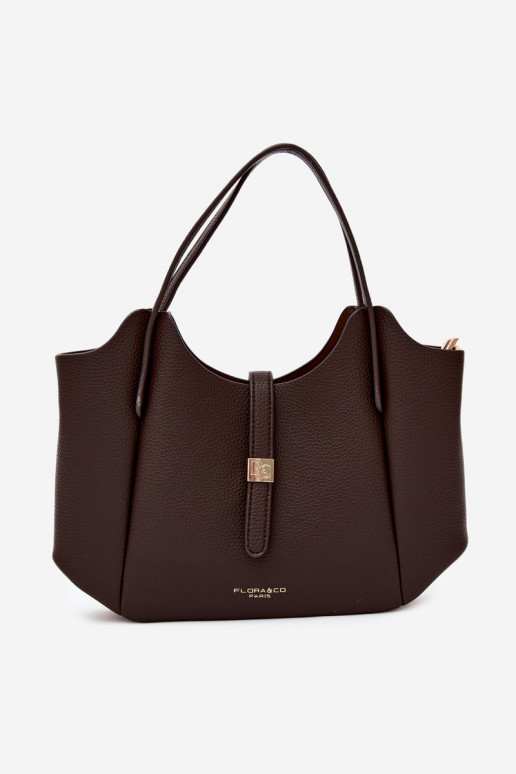 Chocoladekleurige handtas van faux leer Toffee