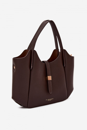 Chocoladekleurige handtas van faux leer Toffee 2