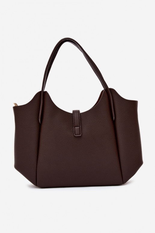 Chocoladekleurige handtas van faux leer Toffee