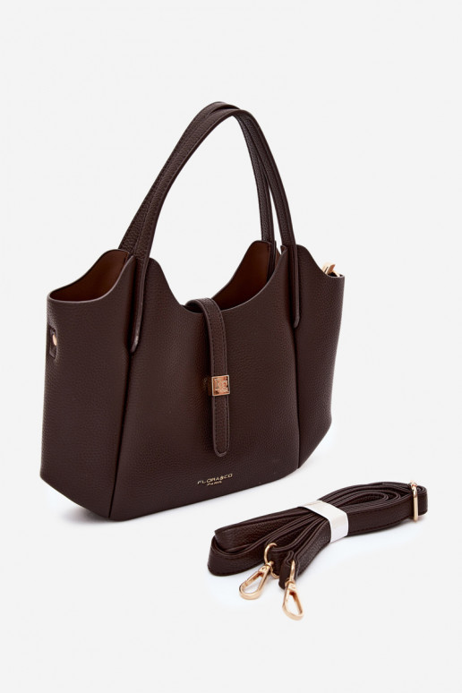 Chocoladekleurige handtas van faux leer Toffee
