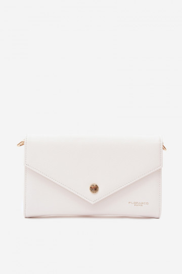 Witte envelopstijl handtas-portemonnee met decoratieve linten Pauline 2