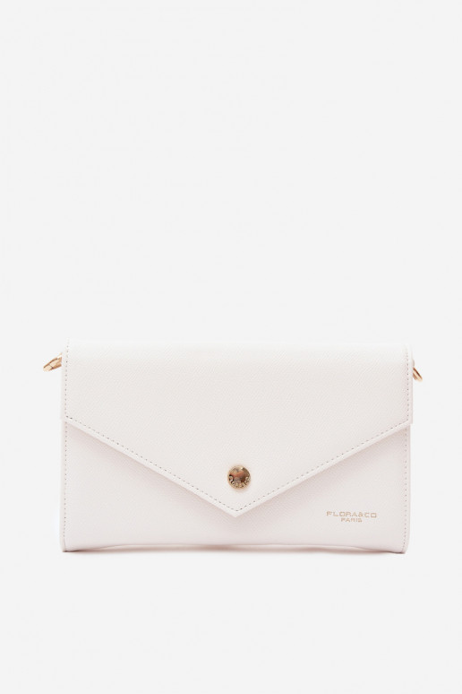Witte envelopstijl handtas-portemonnee met decoratieve linten Pauline
