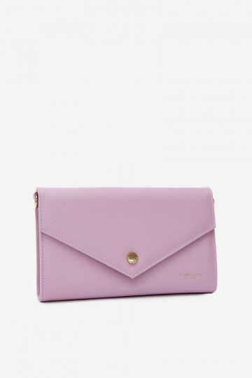 Paarse envelopstijl handtas-portemonnee met decoratieve linten Pauline