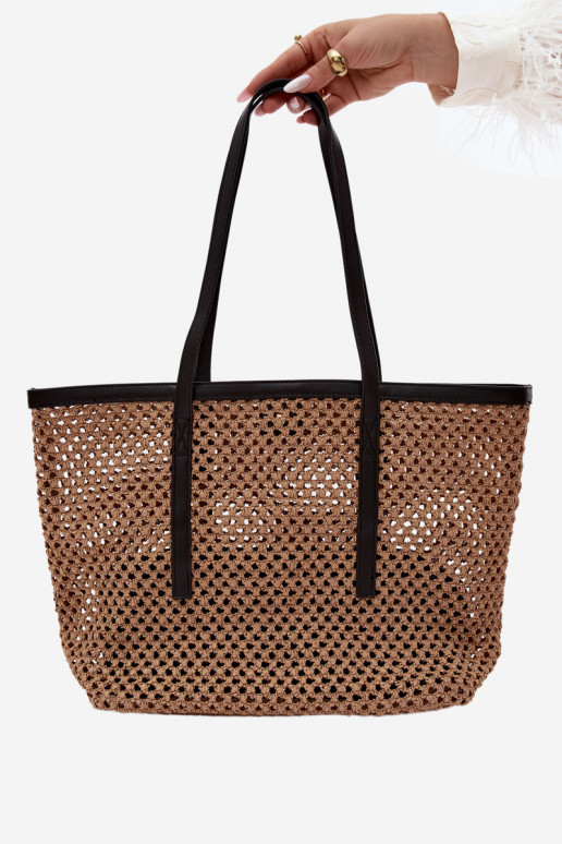 Zwarte gevlochten shopper met hanger Noella