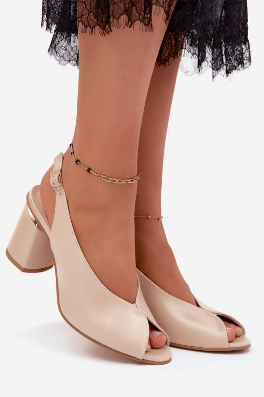 Elegante dames sandalen met hak in zandkleur Zazoo 1085