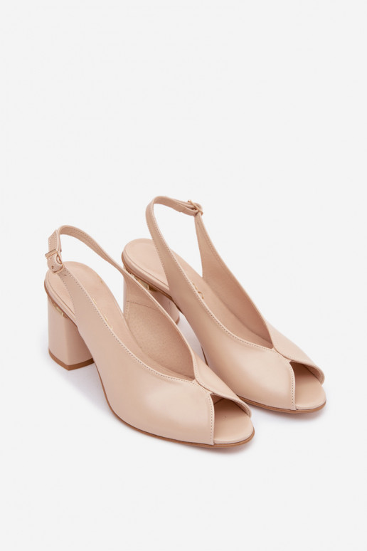 Elegante dames sandalen met hak in zandkleur Zazoo 1085