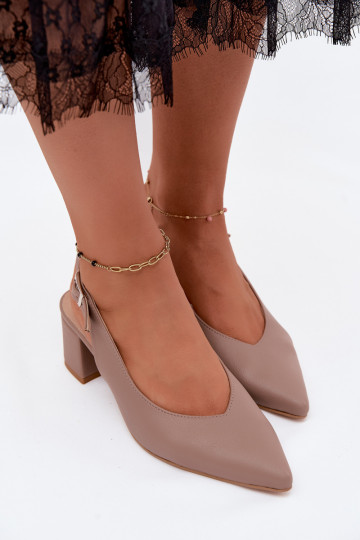 Dames sandalen Ze Szpiczastym Noskiem met hakken Zazoo 1122 klei kleuren