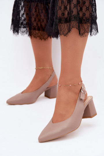 Dames sandalen Ze Szpiczastym Noskiem met hakken Zazoo 1122 klei kleuren 2
