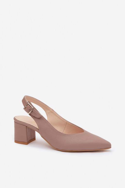 Dames sandalen met puntige neus en hak in kleikleur Zazoo 1122