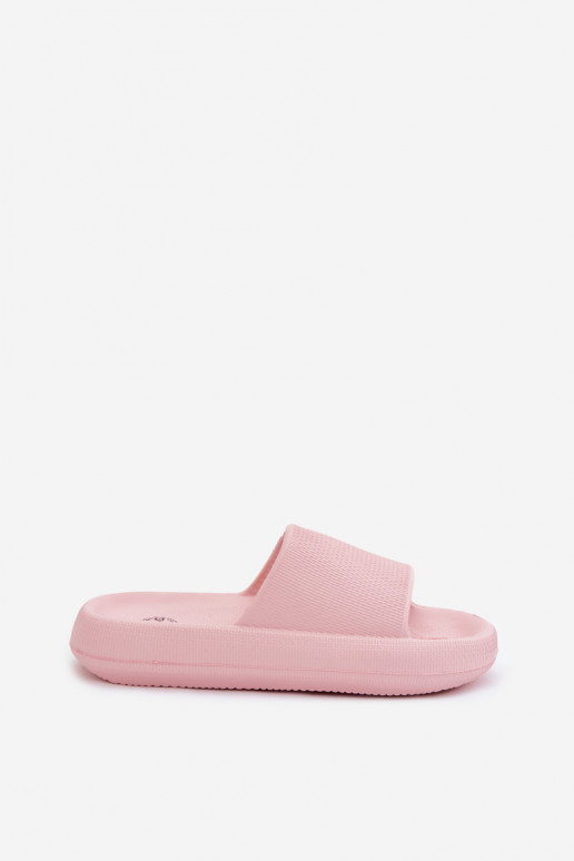 Dames lichte schuimslippers op dikke zool in roze Querceria