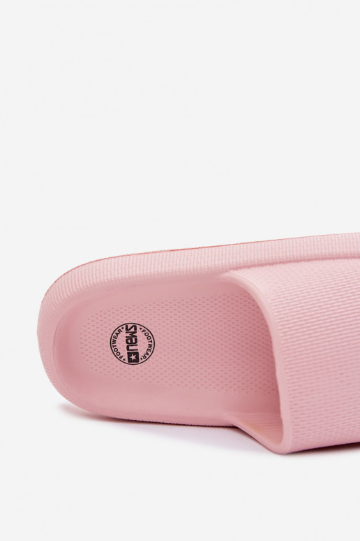 Dames lichte schuimslippers op dikke zool in roze Querceria