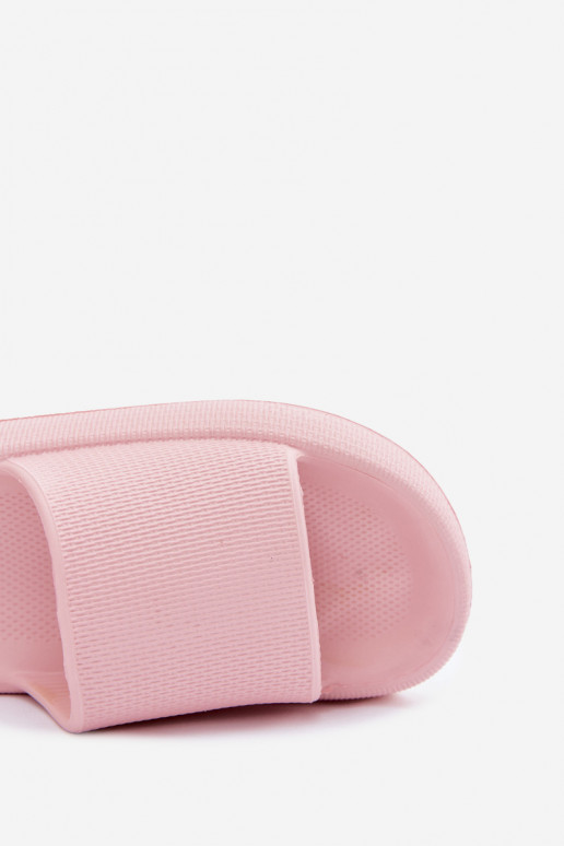 Dames lichte schuimslippers op dikke zool in roze Querceria