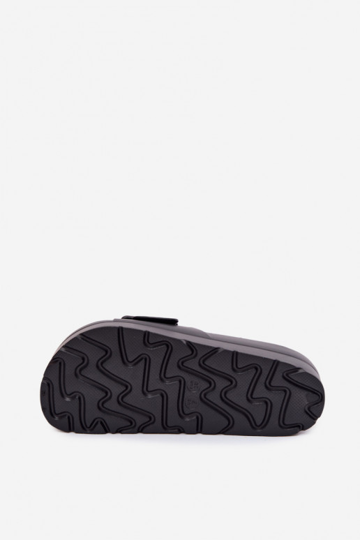 Zwarte dames slippers met platform en gespen Caramel