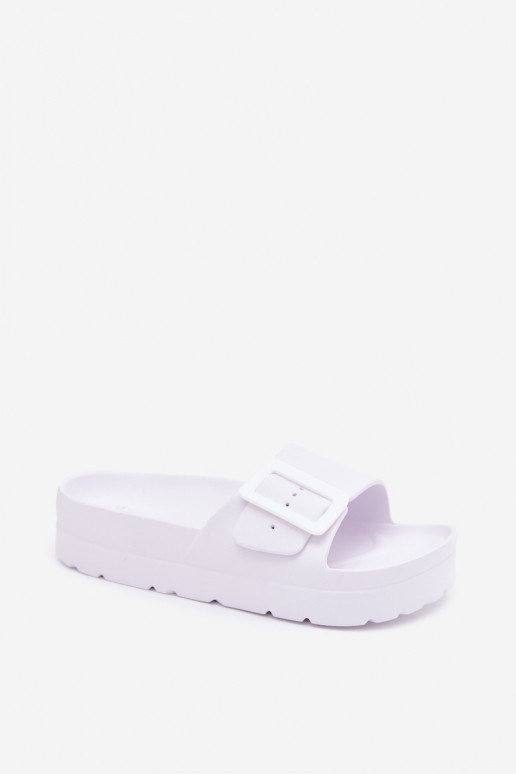 Witte dames slippers met platform en gespen Caramel