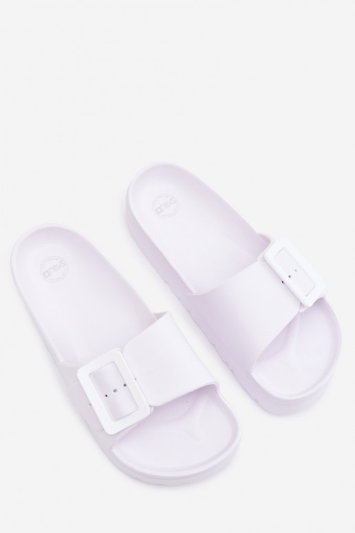 Witte dames slippers met platform en gespen Caramel