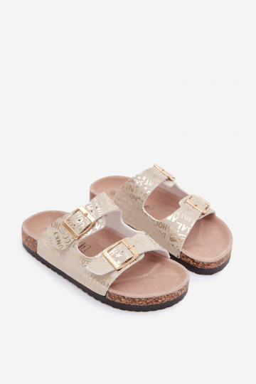 Gouden kinderslippers met gespen Cinnamon