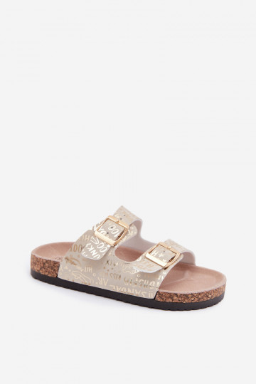 Gouden kinderslippers met gespen Cinnamon 2