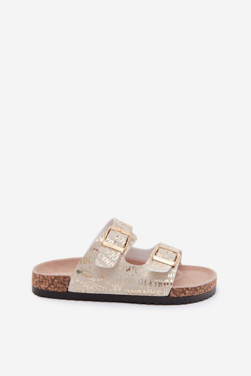 Gouden kinderslippers met gespen Cinnamon