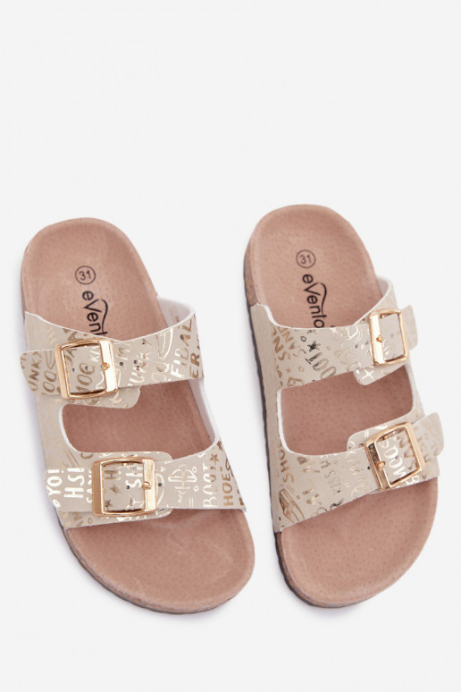 Gouden kinderslippers met gespen Cinnamon