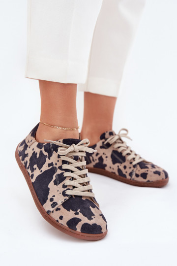 Bruin-beige faux suede casual schoenen Barefoot Zazoo N1120