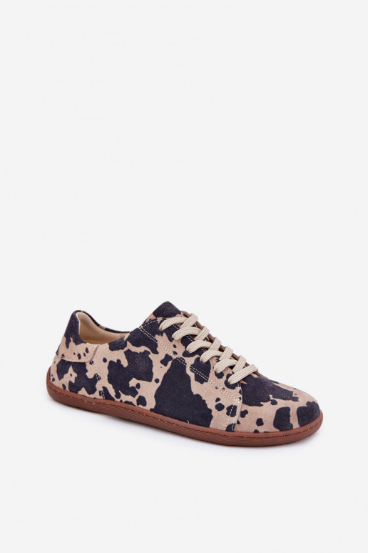 Bruin-beige faux suede casual schoenen Barefoot Zazoo N1120