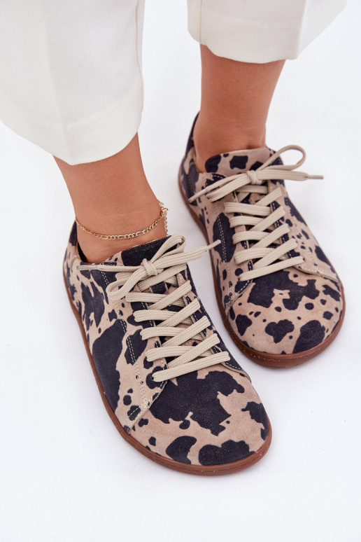 Bruin-beige faux suede casual schoenen Barefoot Zazoo N1120