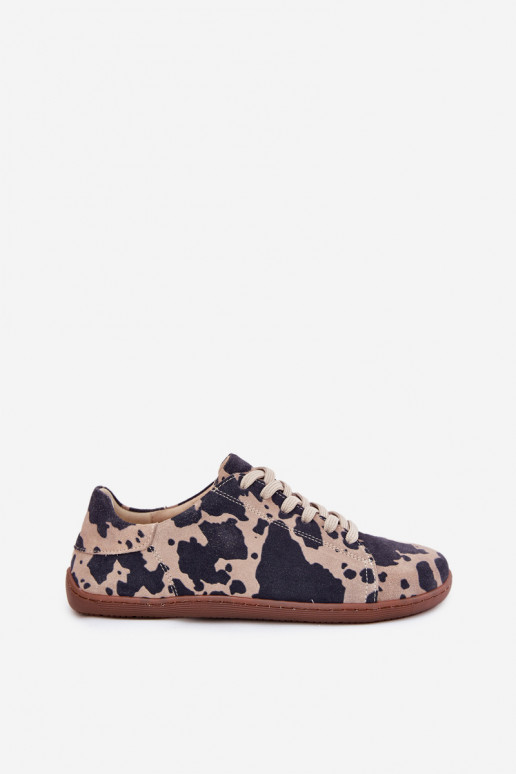 Bruin-beige faux suede casual schoenen Barefoot Zazoo N1120