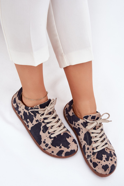 Bruin-beige faux suede casual schoenen Barefoot Zazoo N1120