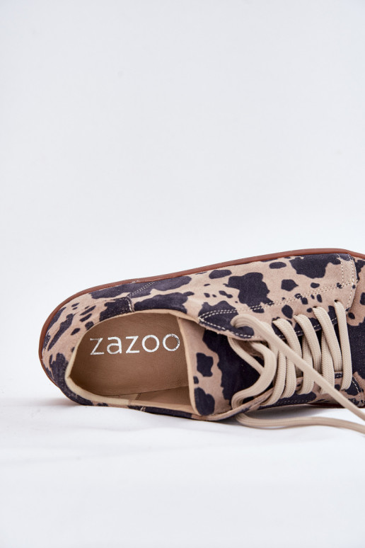 Bruin-beige faux suede casual schoenen Barefoot Zazoo N1120