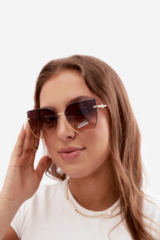 Zonnebril zonder rand in cat-eye stijl met UV 400-filter bruin