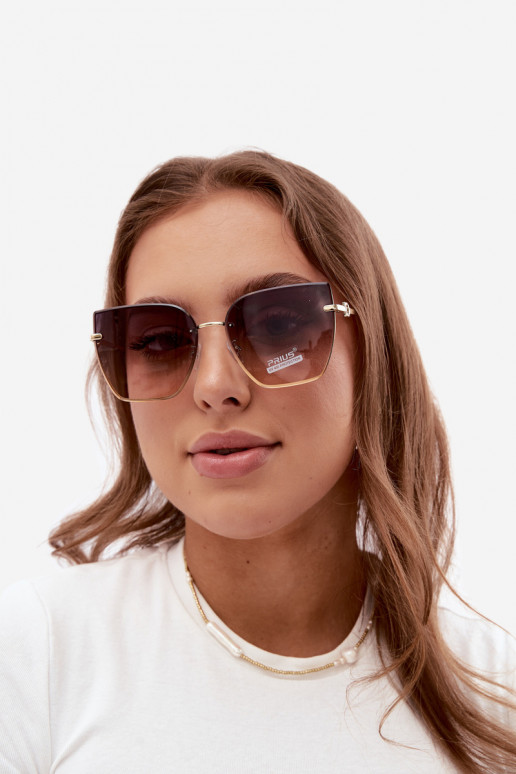 Zonnebril zonder rand in cat-eye stijl met UV 400-filter bruin