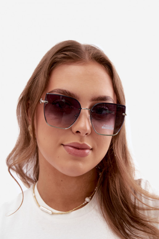Zonnebril zonder rand in cat-eye stijl met UV 400-filter donkerblauw
