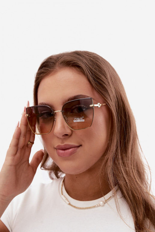 Zonnebril zonder rand in cat-eye stijl met UV 400-filter geel