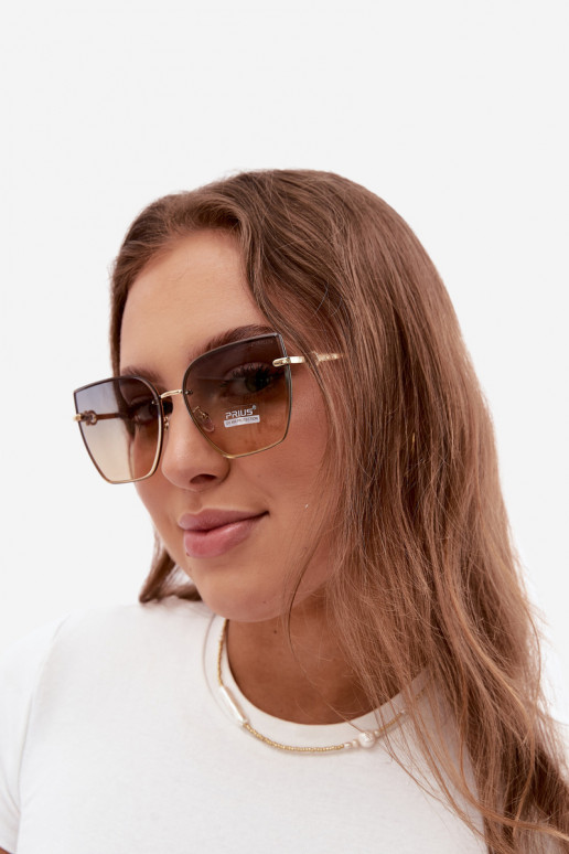Zonnebril zonder rand in cat-eye stijl met UV 400-filter geel