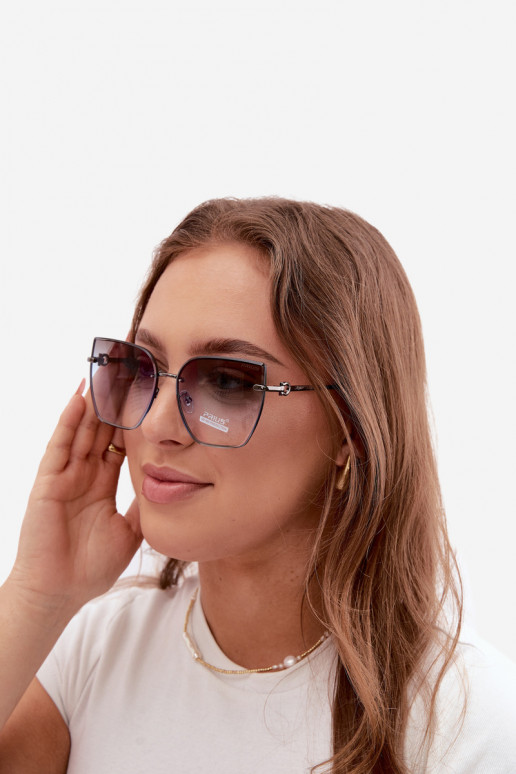 Zonnebril zonder rand in cat-eye stijl met UV 400-filter blauw