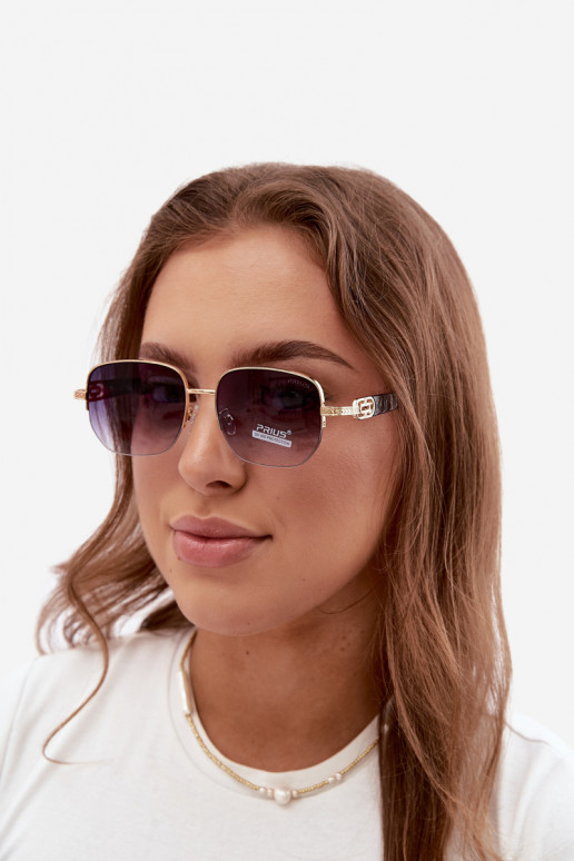 Zonnebril met dunne monturen en UV-filter, goud-zwart