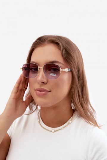 Zonnebril met dunne monturen en UV-filter, paars