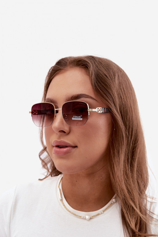 Zonnebril met dunne monturen en UV-filter, bruin