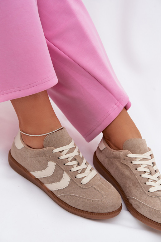 Beige dames sneakers in faux suede Jesavella